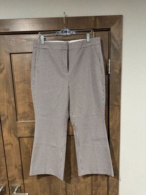 J. Crew Factory Navy & Camel Houndstooth Cropped Trousers